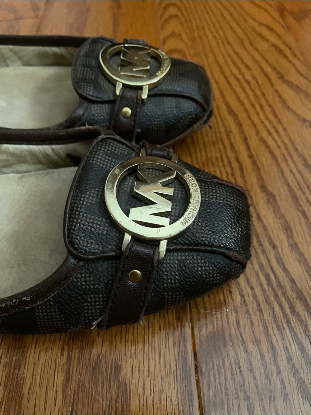 Michael Kors Dark Brown Logo Plaque Ballet Flats